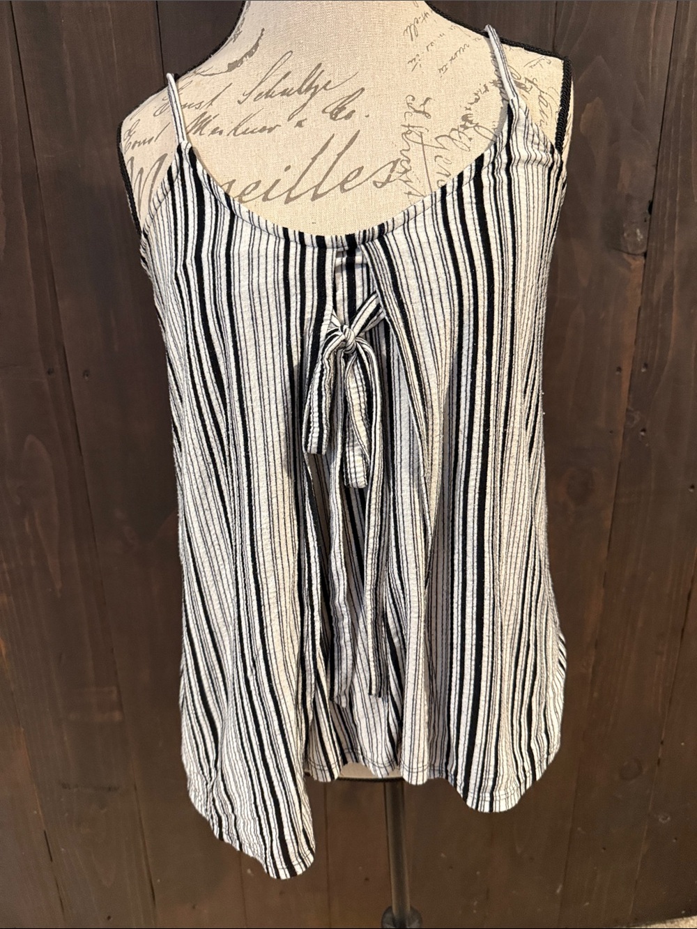 Maurices Black & White Striped Tie-Front Spaghetti Strap Camisole